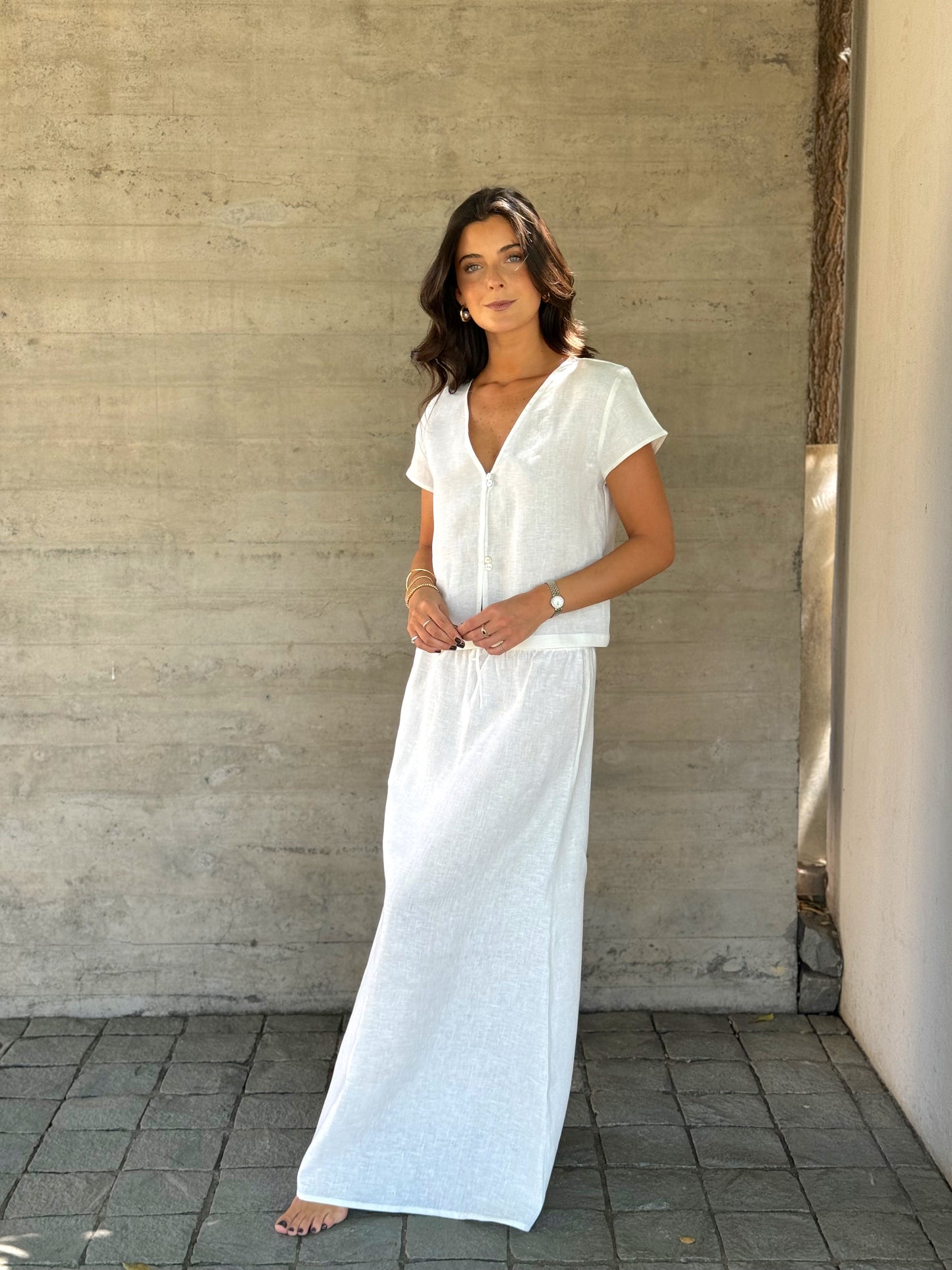 Pollera Clavel Blanca