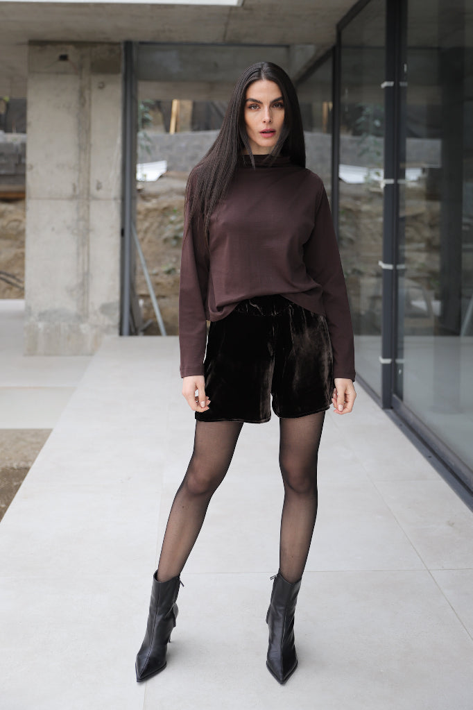 Polera Crisantemo Café