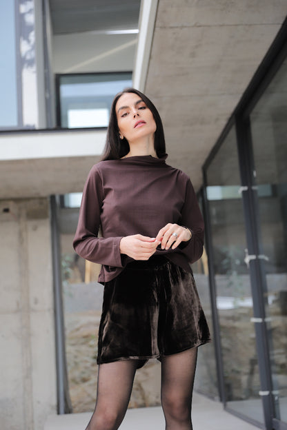 Polera Crisantemo Café