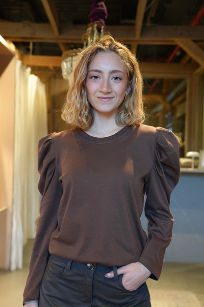 Polera Encina Café Manga Larga