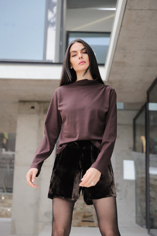 Polera Crisantemo Café