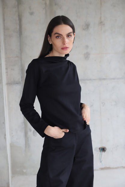 Polera Crisantemo Negra