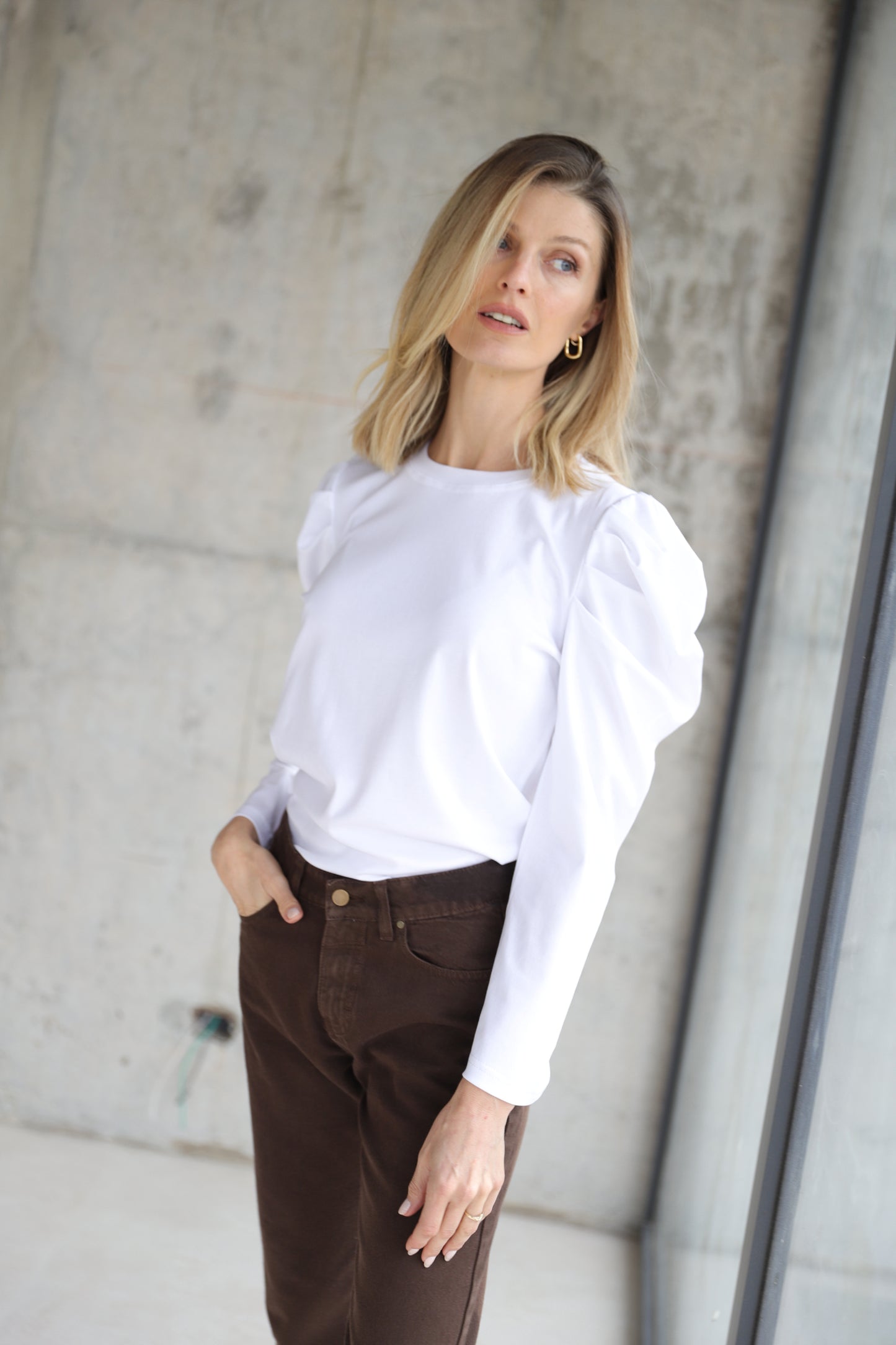 Polera Encina Blanca Manga Larga