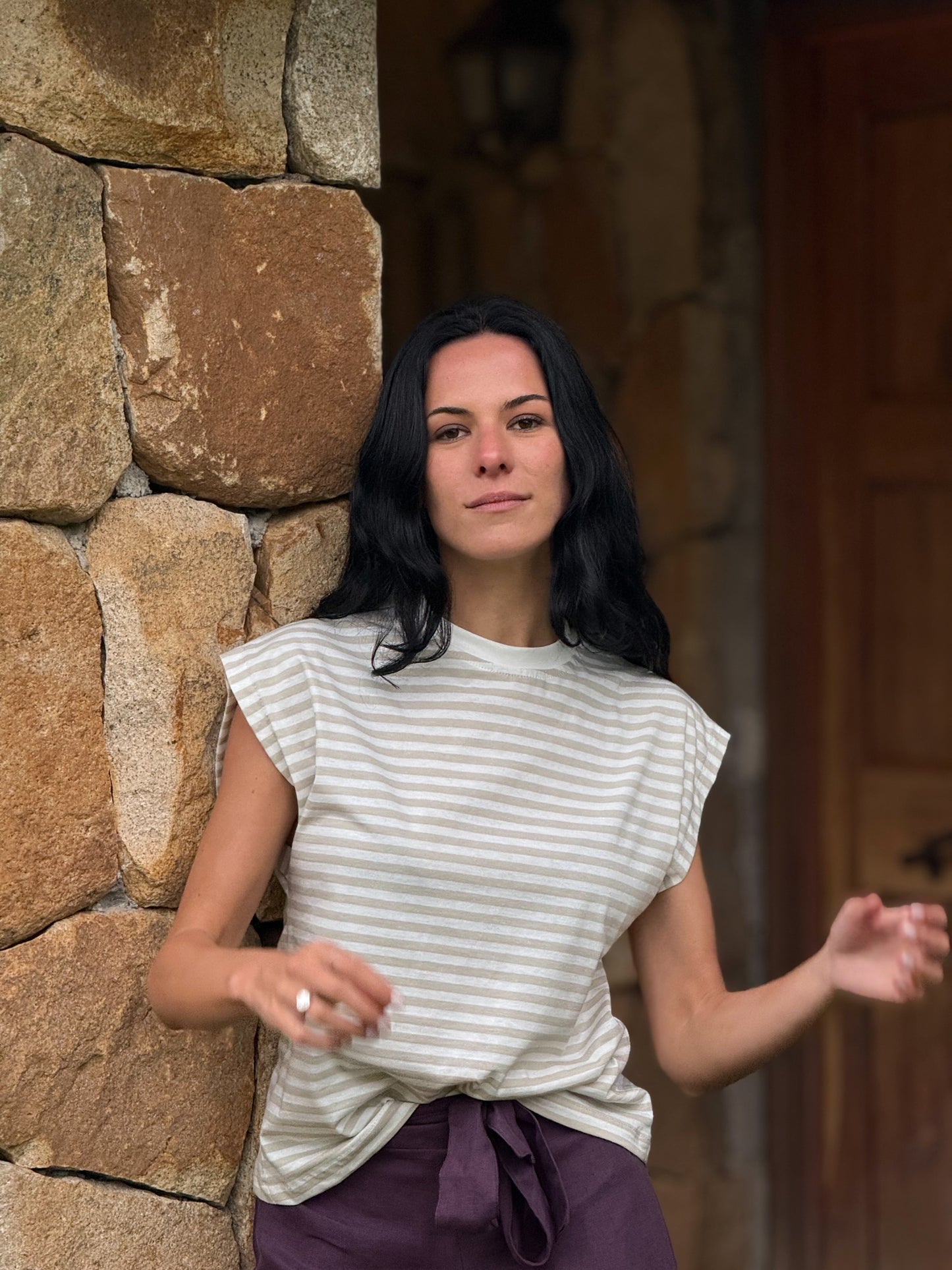 Polera Almendro Rayas