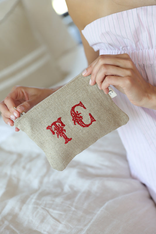 Cosmetiquero Bordado Rojo