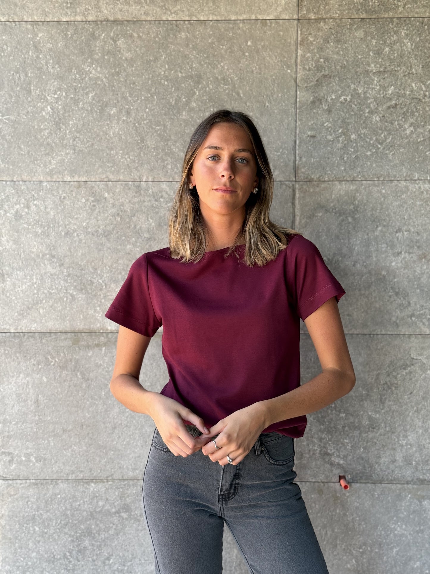 Polera Murta Guinda Manga Corta