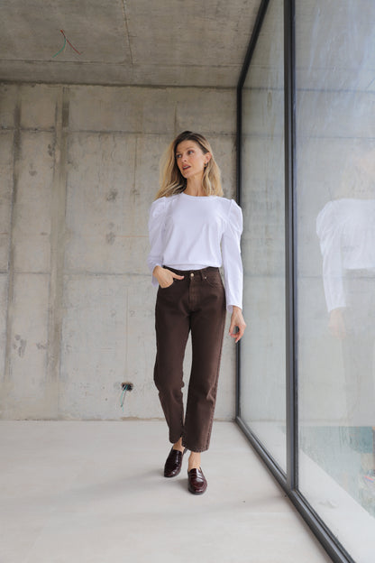 Polera Encina Blanca Manga Larga